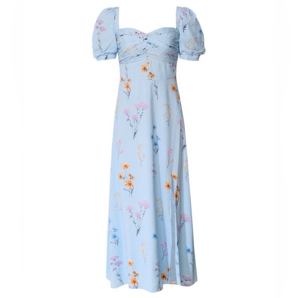 SELF-PORTRAIT Floral Watercolour Crepe Midi Dress - Picture 2 of 11
